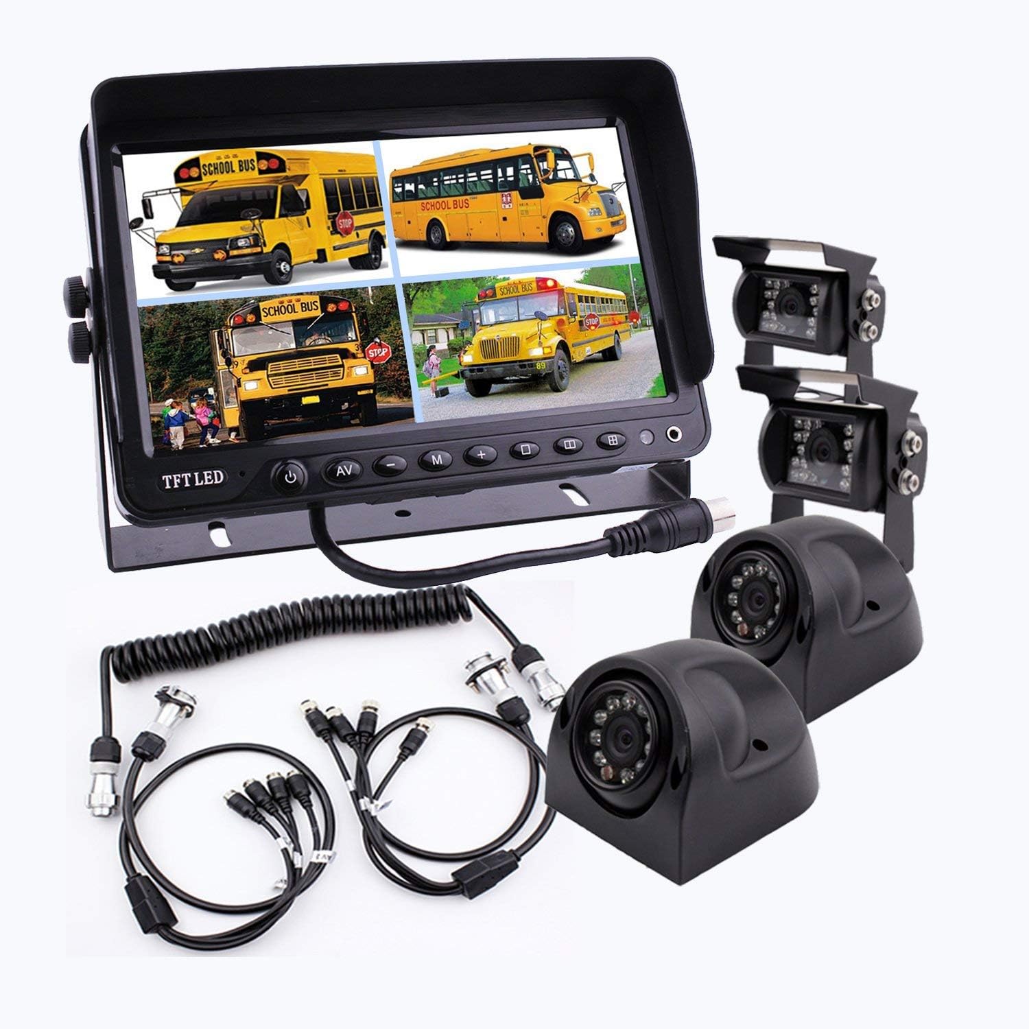 9 inch TFT LCD Monitor with Quad Split Screen, 4 x Cameras R39063