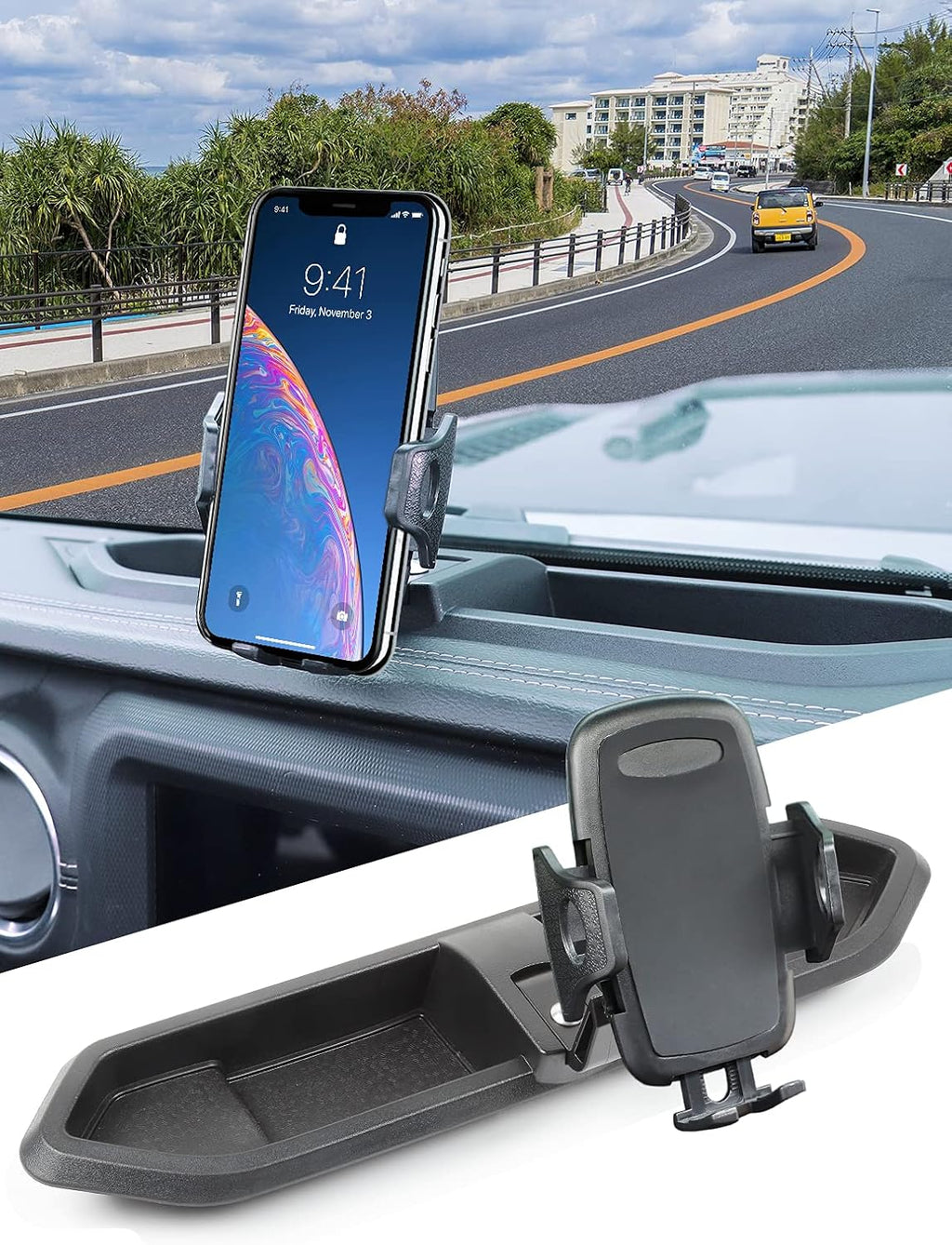 Black Metal Phone Holder for Jeep Wrangler JL & Gladiator JT M8784