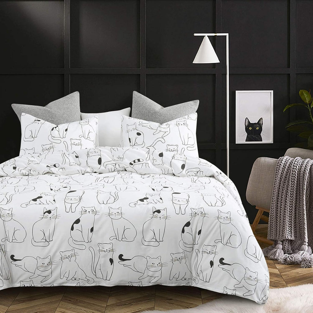 White 100% Cotton Twin Size Duvet Cover Set with Zipper Closure L523