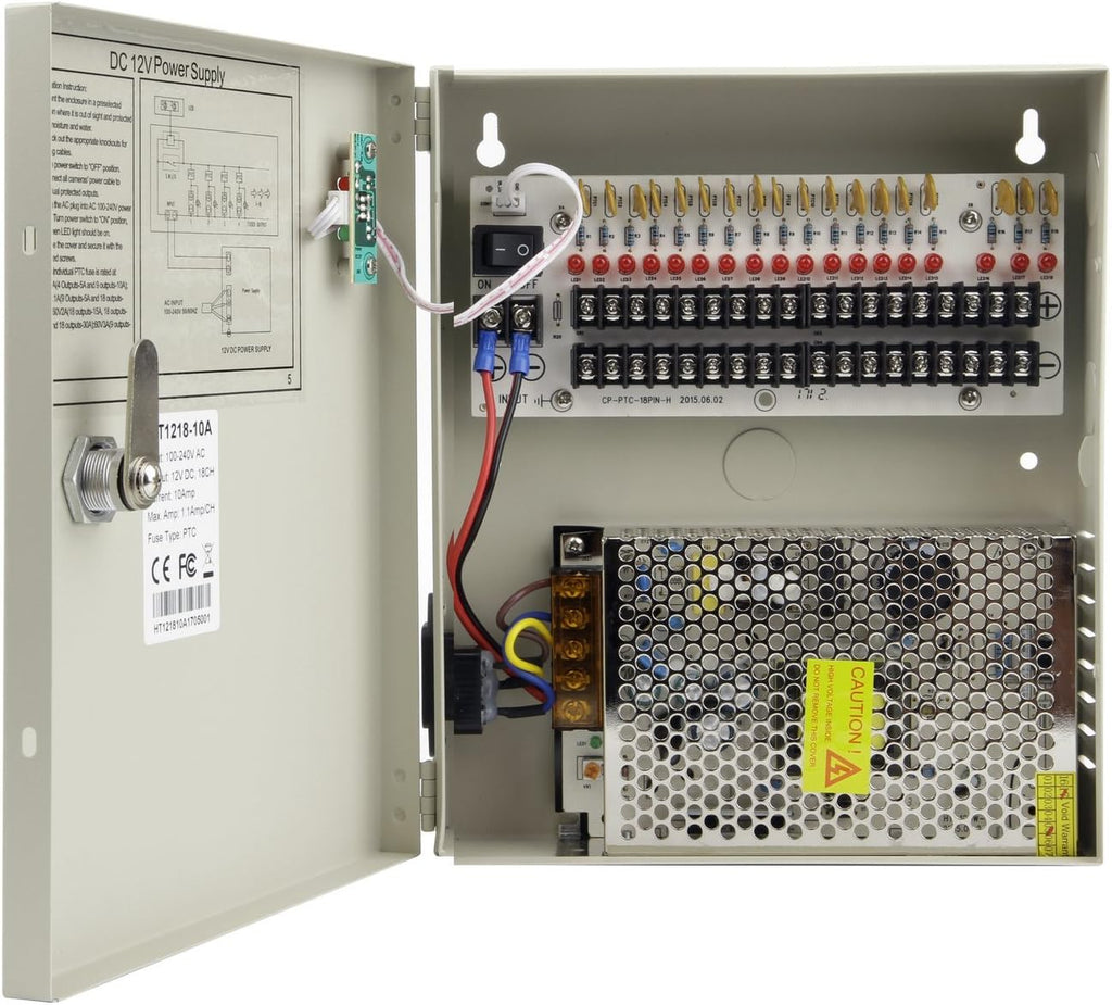 12V DC 10 Amp Distributed Power Supply Box for CCTV Cameras P5966