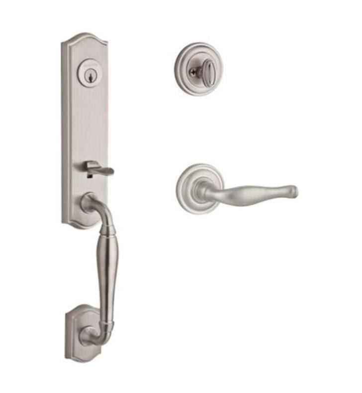 Satin Nickel Single Cylinder Handleset with Traditional Round Rose X507994